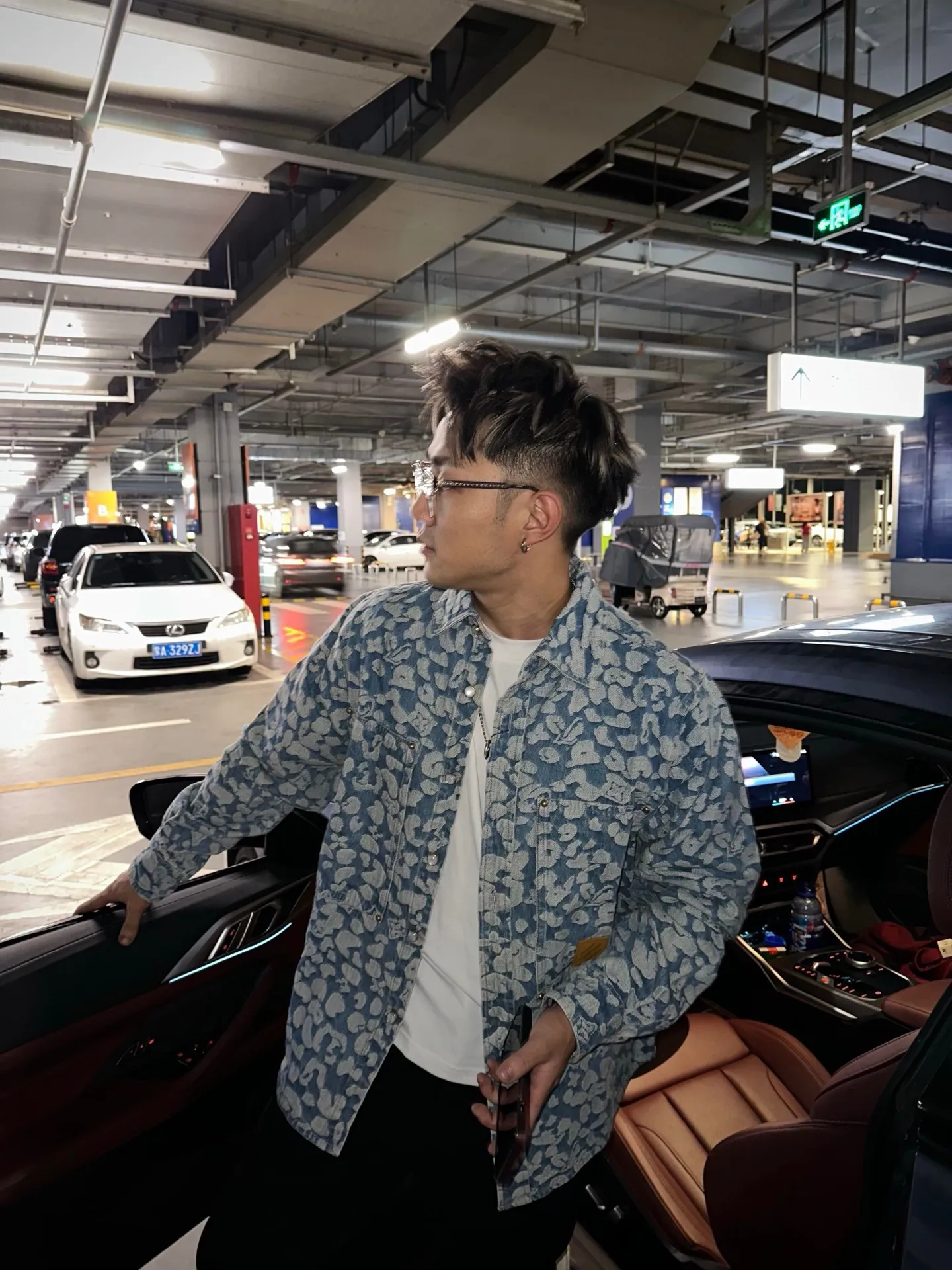 Louis Vuitton/Louis Vuitton Nigo joint style burnt flower work denim jacket
